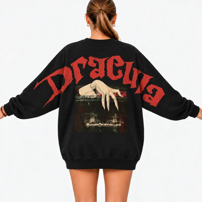 Dracula Vampire Sweatshirt Gildan, Gothic Coffin Hand Horror Crewneck, Vintage Bloody Halloween Graphic Shirt, Spooky Vampire Fan Gift